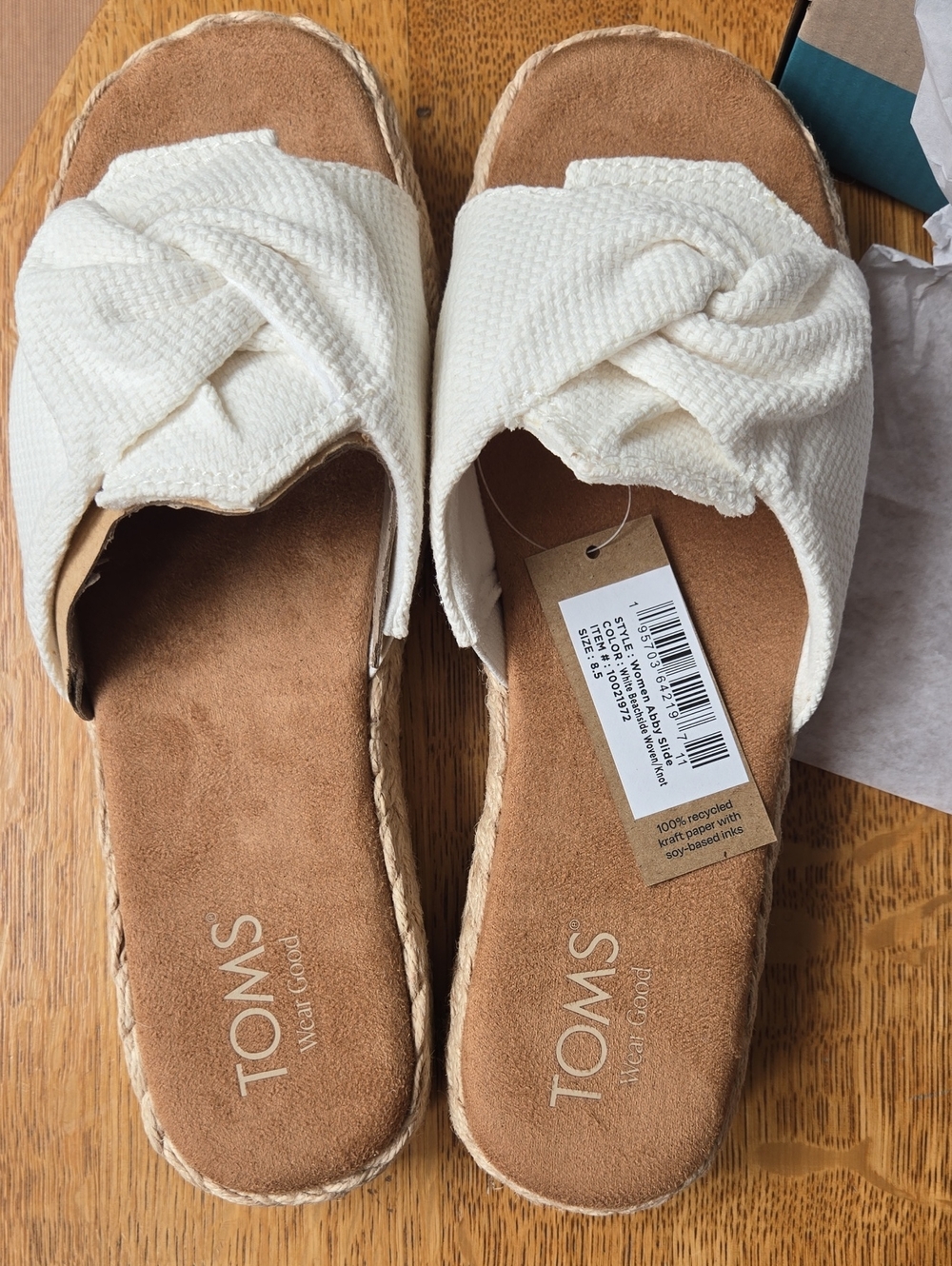 Toms Cream Knotted Espadrille Slide Mules